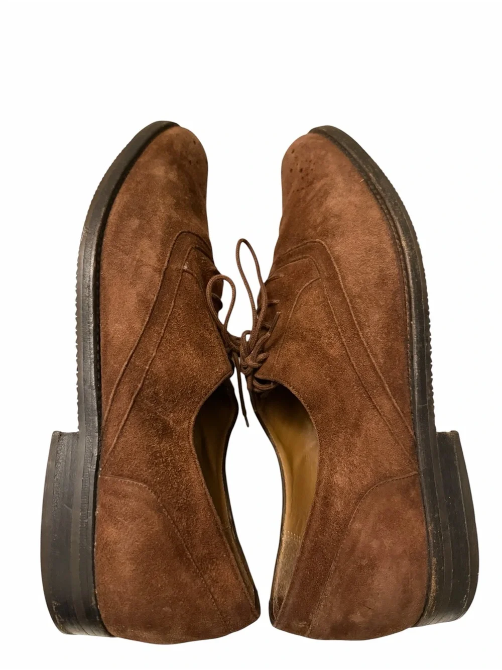 Bally Brown Suede Wingtip Lace-Up Oxfords, pre-owned, SZ9